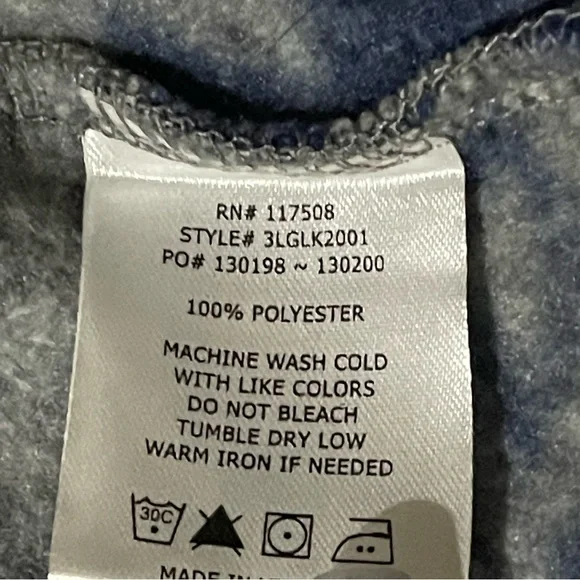 Levi's Fleece Cardigan Shawl Neck Southwest Aztec Geometric Jacket M Grey Blue - Picture 10 of 10